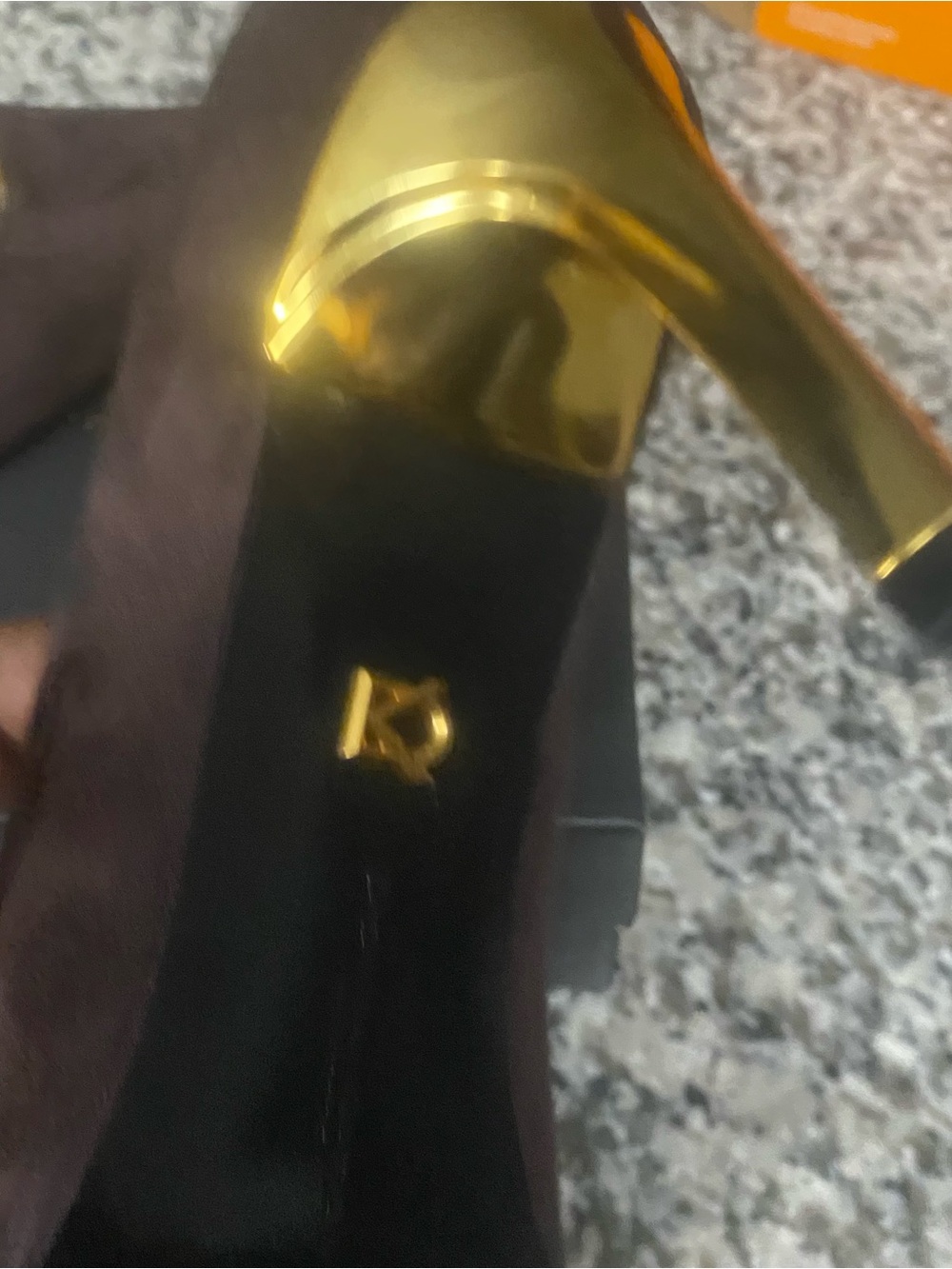 Donna Karan Dark Brown Suede Pointed Heel with Gold Accents - Picture 6 of 10